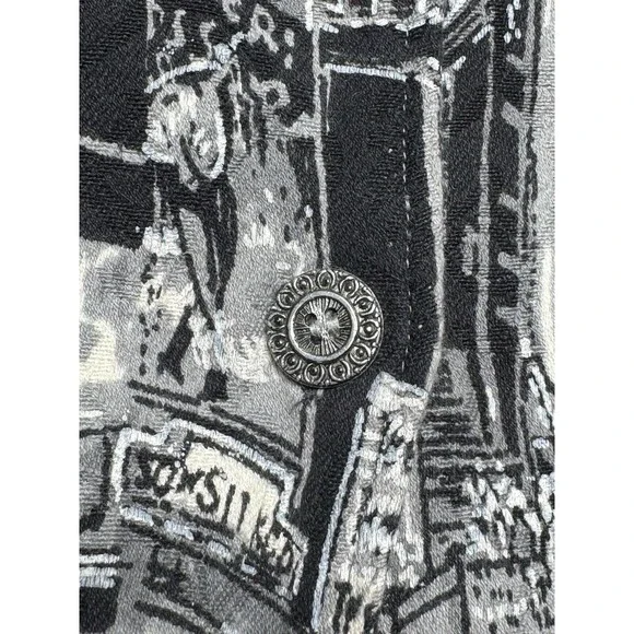 Parsley & Sage Womens Gray & Black Abstract NY City Boho Button Up Jacket India - Picture 8 of 16